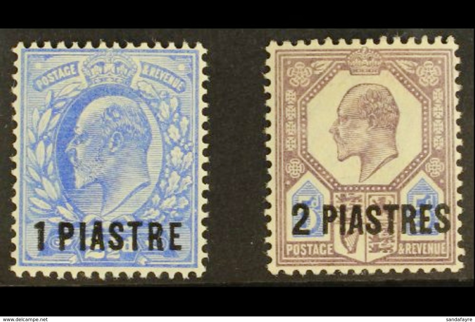 1905 - 08 1pi On 2½d Ultra And 2pi On 5d Dull Purple And Ultra, SG 13/14, Very Fine Mint. (2 Stamps) For More Images, Pl - Britisch-Levant