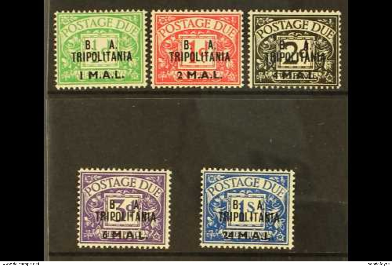 TRIPOLITANIA POSTAGE DUES 1950 Overprints Complete Set, SG TD6/10, Never Hinged Mint, Fresh. (5 Stamps) For More Images, - Italienisch Ost-Afrika