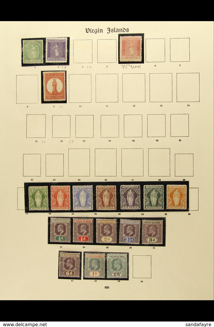 1866-1935 MINT COLLECTION In Hingeless Mounts On Pages, Inc 1866 6d With "PE" Papermaker's Watermark, 1867-70 1d, 1887-8 - British Virgin Islands