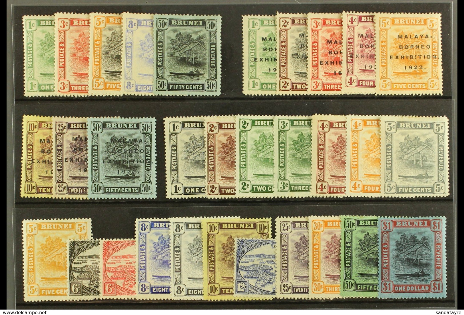 1908-37 MINT COLLECTION Presented On A Stock Card. Includes 1908-22 Vals To 50c, 1922 Opts Set To 50c, 1924-37 Set Of Al - Brunei (...-1984)