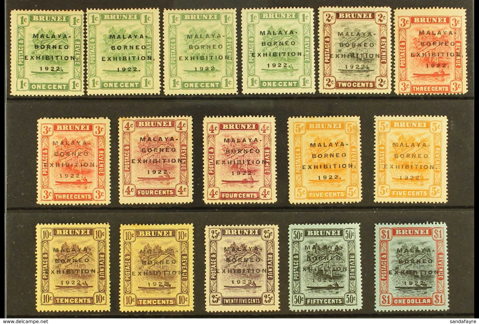 1922 "Malaya-Borneo" Complete Set Of Nine, SG 51/59, Mint, With A Range Of Seven Different Overprint Varieties And Some  - Brunei (...-1984)