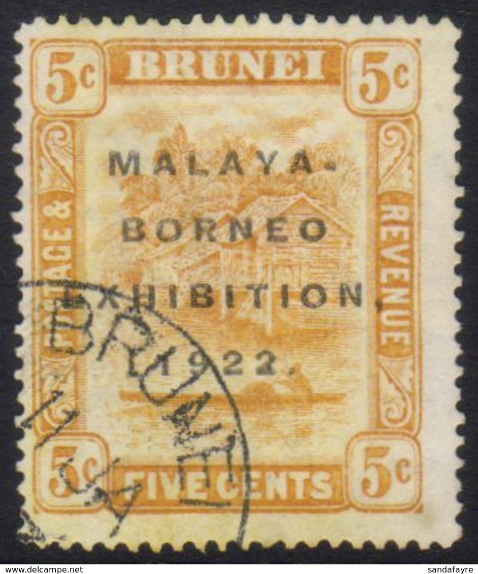 1922 EXHIBITION 5c Orange, Broken "N" SG 55d, Fine Cds Used.  For More Images, Please Visit Http://www.sandafayre.com/it - Brunei (...-1984)