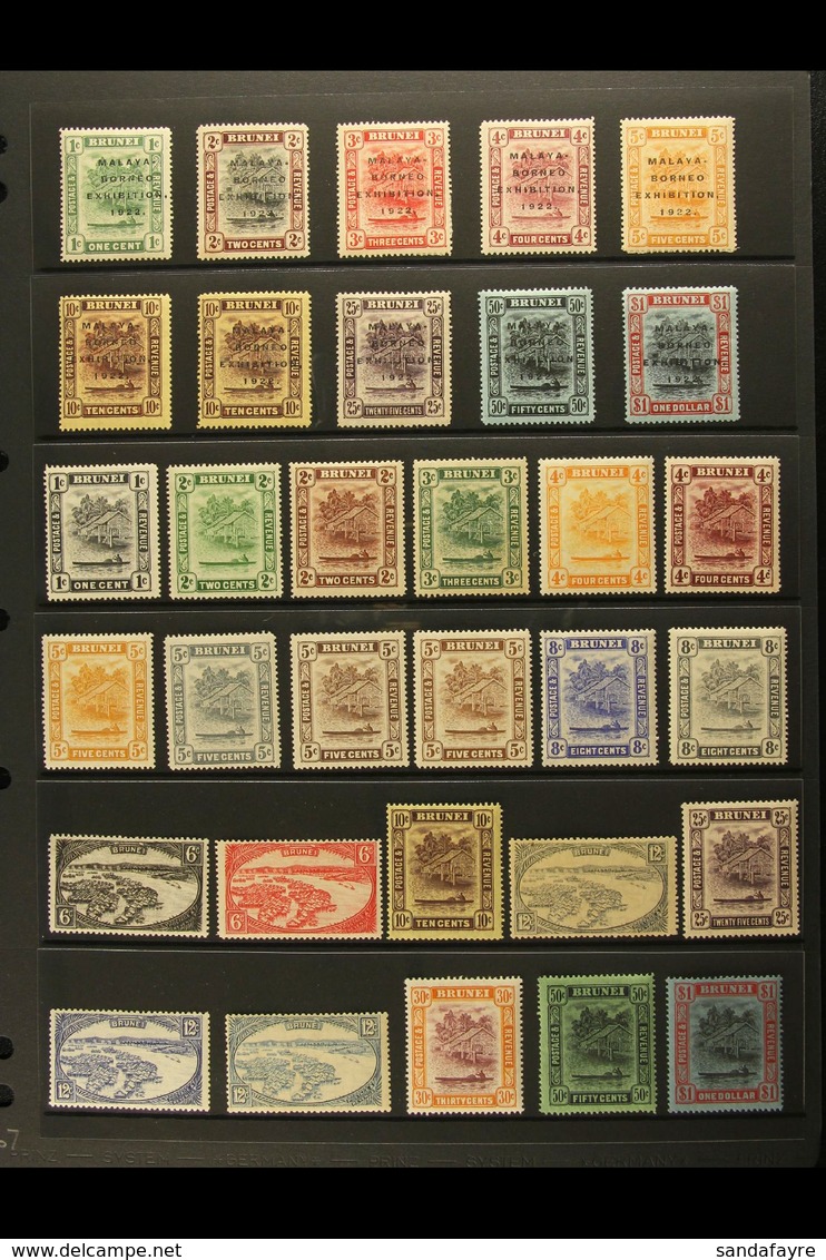 1922-37 MINT COLLECTION On A Stock Page. Includes 1922 Malaya - Borneo Exhibition Opt'd Set & 1924-37 Views Set With Som - Brunei (...-1984)