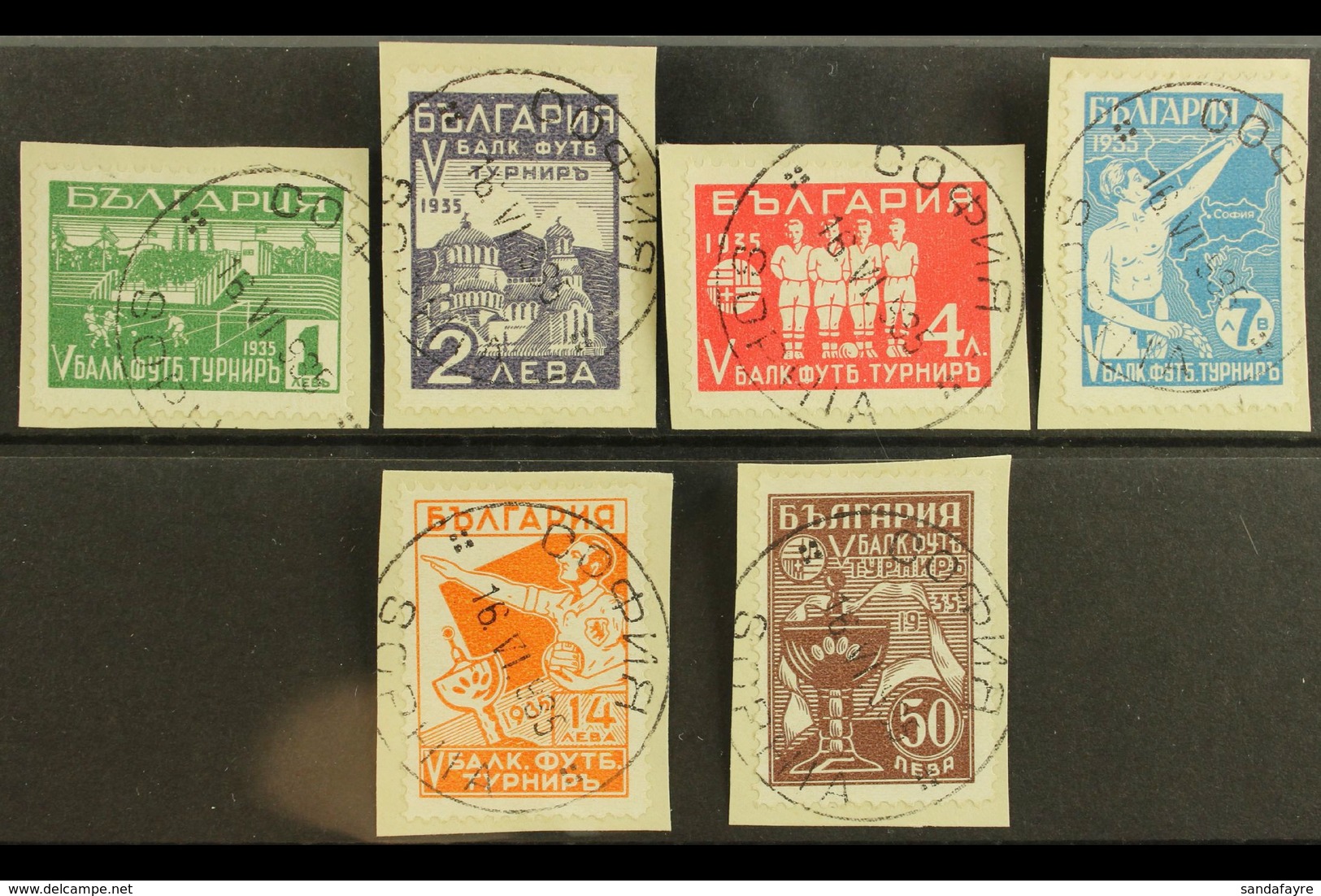 1935 Football Complete Set (Michel 274/79, SG 351/56), Superb Cds Used On Pieces, Very Fresh. (6 Stamps) For More Images - Sonstige & Ohne Zuordnung