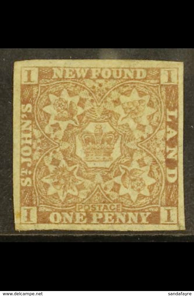 1861-64 1d Chocolate-brown Imperf, SG 16, Lightly Hinged Mint With 4 Good Neat Margins. For More Images, Please Visit Ht - Other & Unclassified