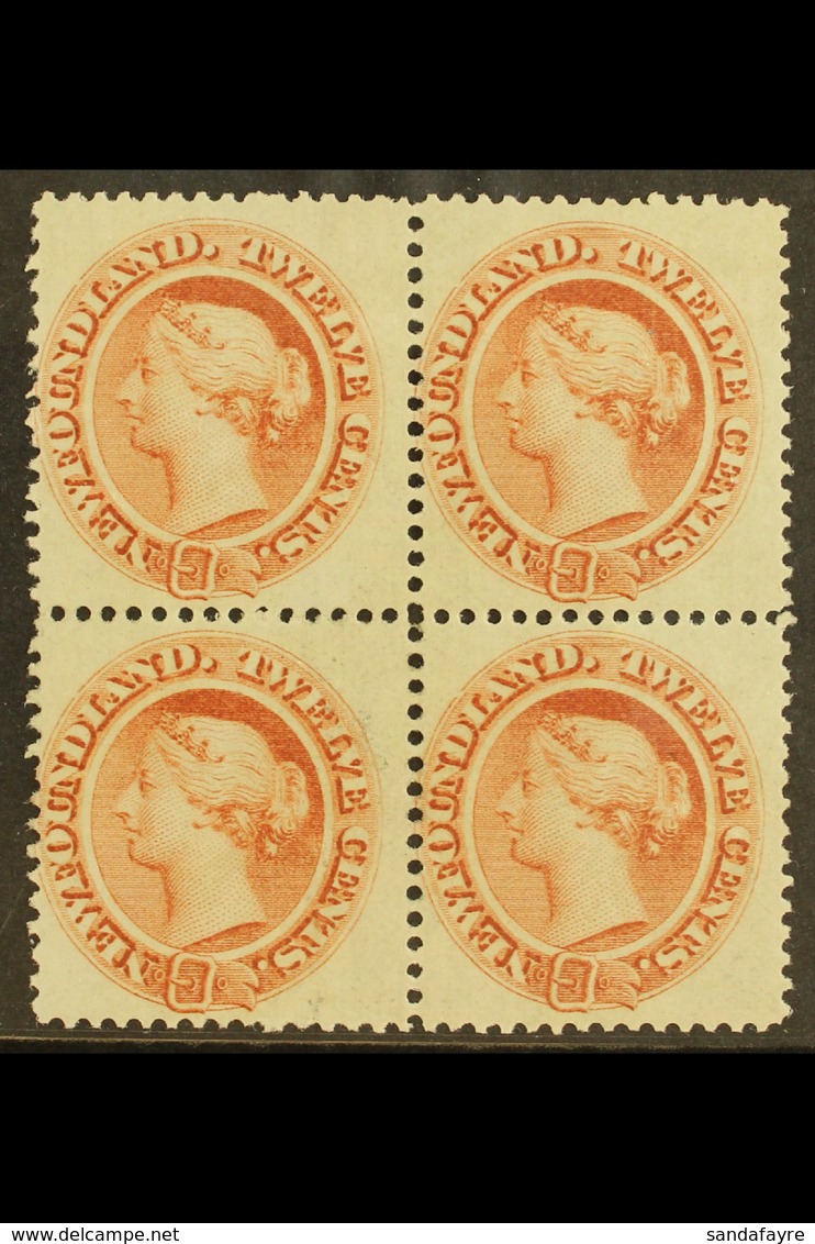 1865 12c Chestnut, SG 33, Fresh Mint Block Of 4, Tiny Perf Fault Lower Left Stamp. For More Images, Please Visit Http:// - Sonstige & Ohne Zuordnung