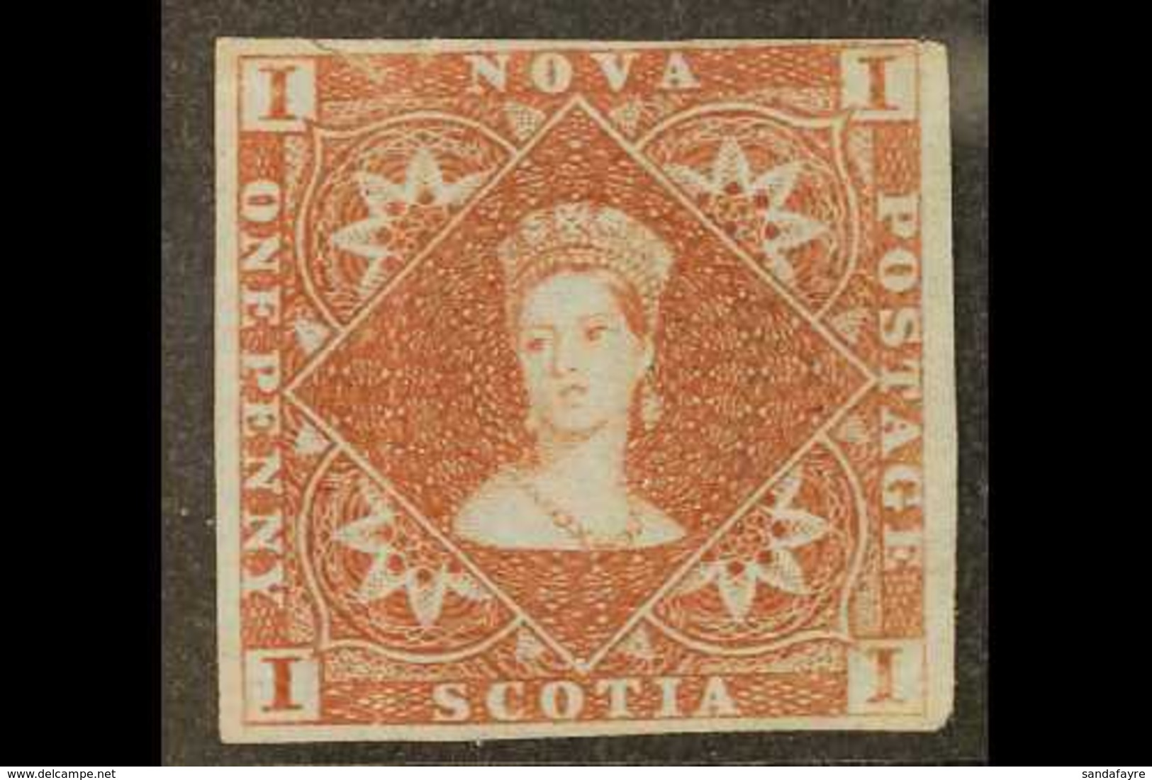 1851-60 1d Red-brown Imperf., SG 1, Mint Without Gum, 4 Margins. A Light Crease & Short Tear At Top But Fresh And Pretty - Sonstige & Ohne Zuordnung