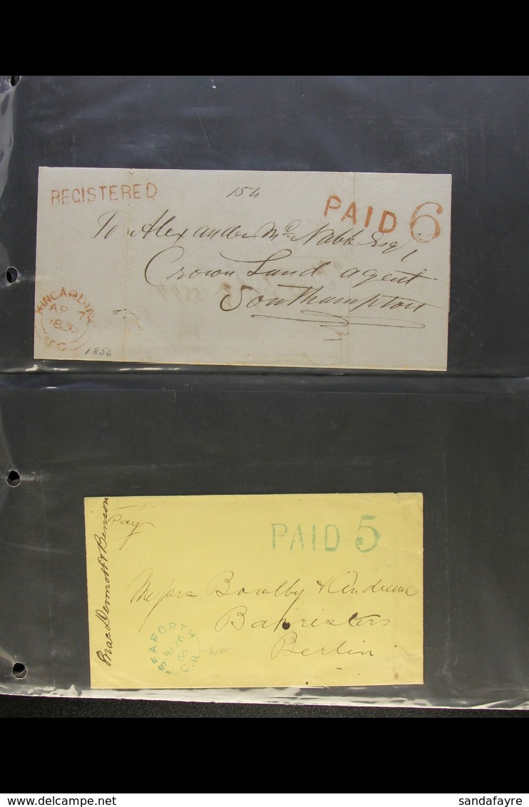 1841-1873 PAID RATE MAIL. An Interesting Collection Of Stampless Entire Letters & Covers Bearing Various Straight-line " - Sonstige & Ohne Zuordnung