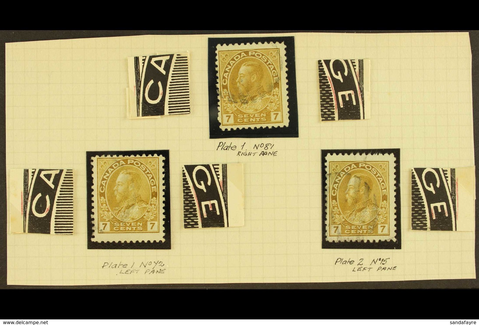 1911-22 MAJOR RE-ENTRIES. 1911-22 7c Yellow-ochre Admiral (SG 209) Three Used Stamps With Different RE-ENTRIES Identifie - Sonstige & Ohne Zuordnung