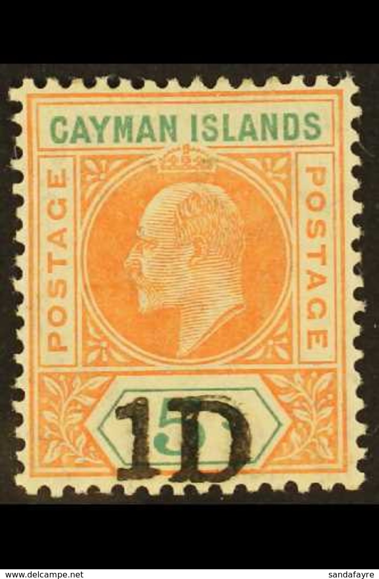 1907 1d On 5s Salmon & Green, SG 19, Very Fine Mint. For More Images, Please Visit Http://www.sandafayre.com/itemdetails - Kaimaninseln