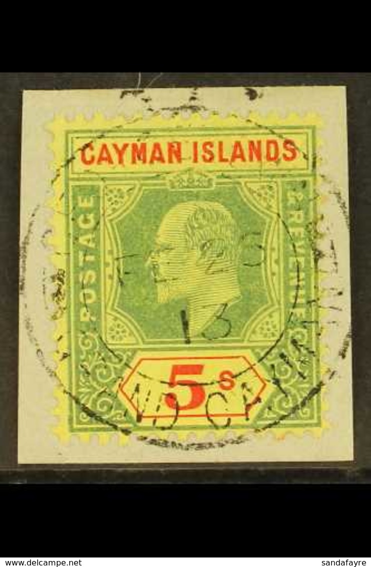 1907 5s Green And Red On Yellow, Ed VII, SG 32, Superb Used On Piece With Central Cds Cancel. For More Images, Please Vi - Kaaiman Eilanden