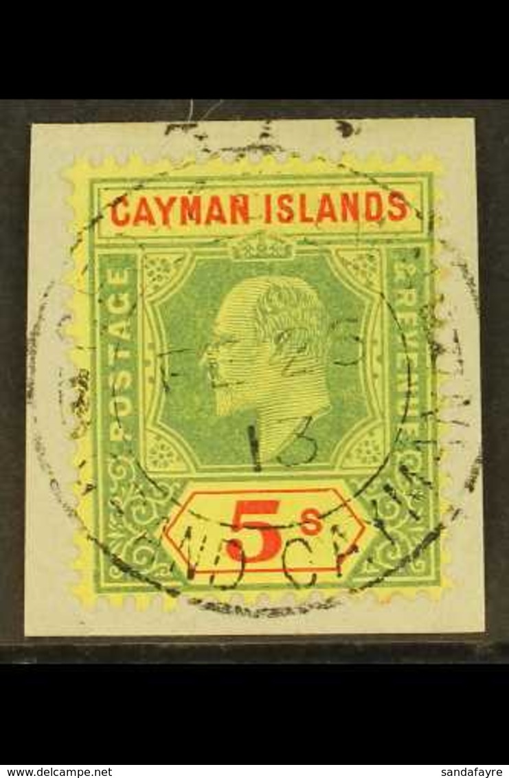 1907 5s Green And Red On Yellow, Ed VII, SG 32, Superb Used On Piece With Central Cds Cancel. For More Images, Please Vi - Kaimaninseln