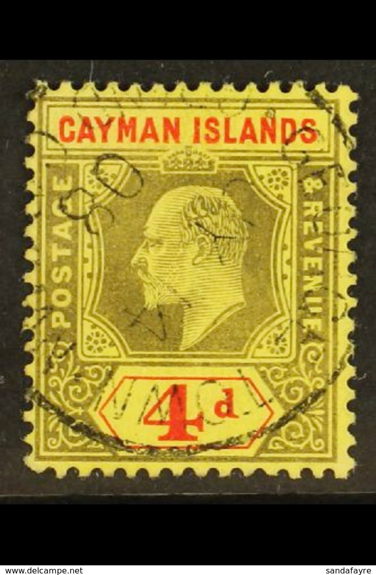 1907-09 4d Black & Red On Yellow, SG 29, Superb Used With Fully Dated "Georgetown" Cds Cancel, Very Fresh. For More Imag - Kaimaninseln