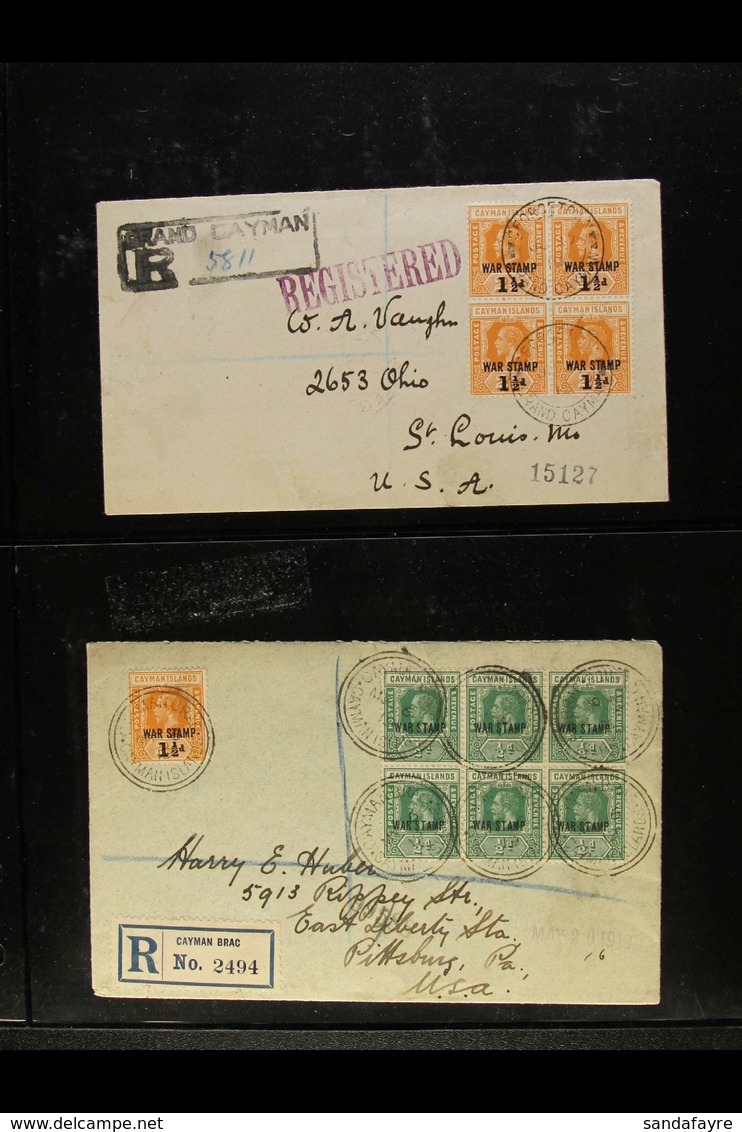 1917-1938 WAR TAX SURCHARGES ON COVERS. An Interesting Collection Of Chiefly Registered Covers With Multiple Frankings O - Kaimaninseln