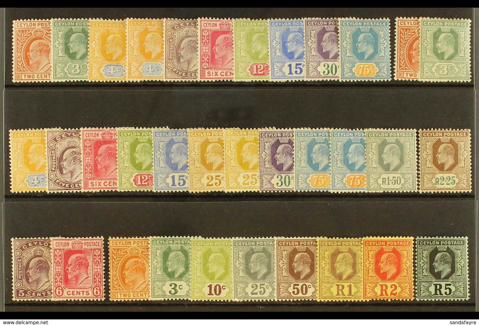 1903-11 KEVII FINE MINT GROUP Incl. 1903-5 Wmk Crown CA  2c To 75c, 1904-5 Complete Set Plus Shades Of 25c & 75c, 1908 5 - Ceylon (...-1947)