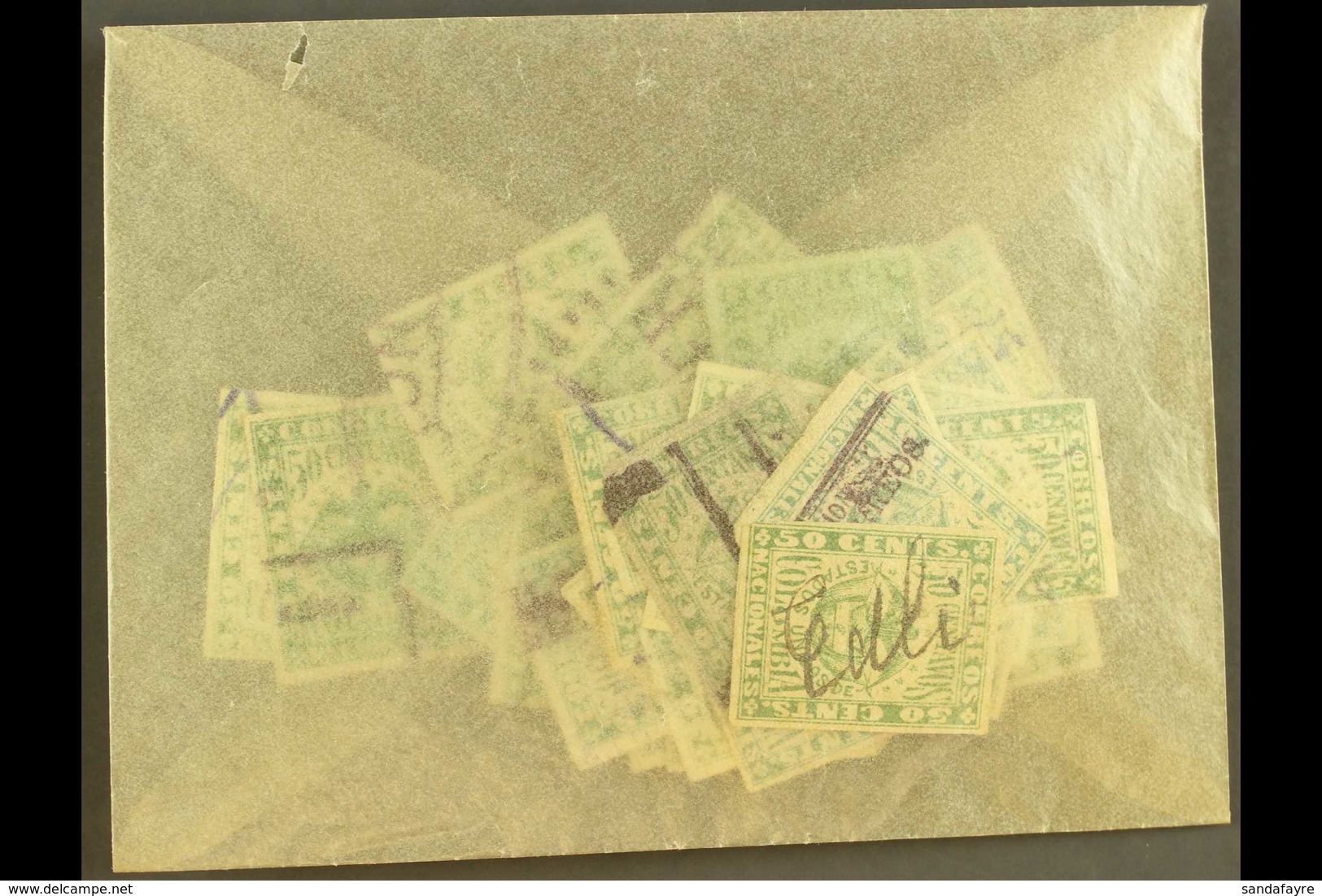 1868 50c Green, Scott 56, Used Assembly In A Packet, Ideal To Sort For Postmarks. (54 Stamps)  For More Images, Please V - Kolumbien