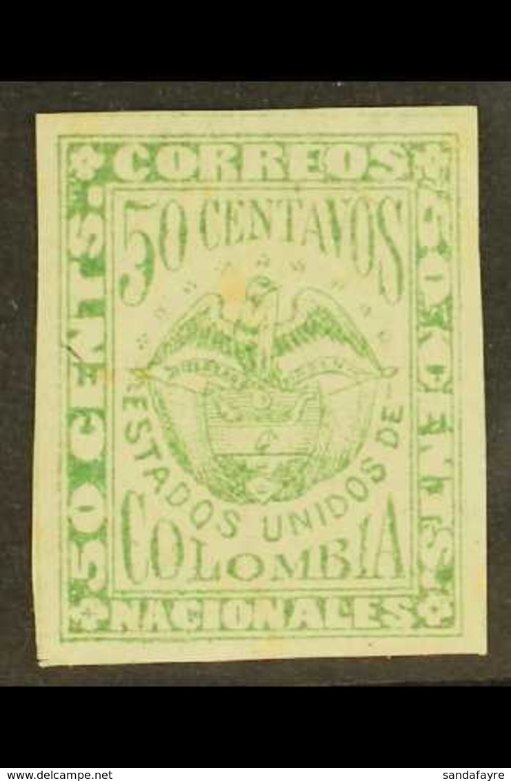 1879 50c Green On Laid Paper, Scott 83, Mint With Good Margins, Some Toning Spots On The Back But Has Been Only Very Lig - Kolumbien