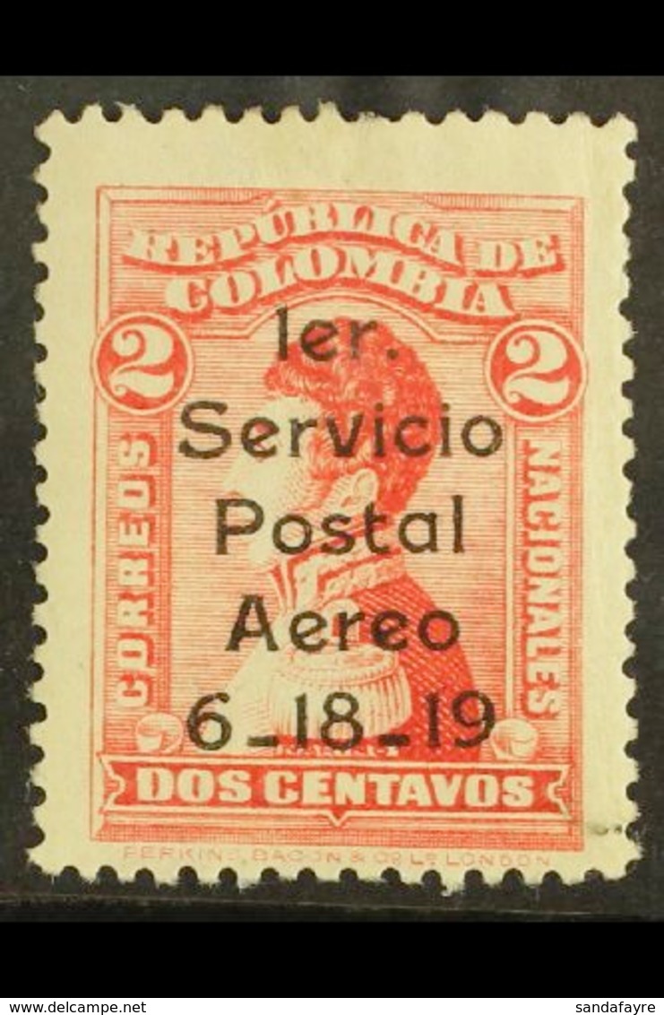 1919 FORGERY 2c Carmine Rose Opt'd Air Issue, As Scott C1, Unused "Spacefiller" Forgery. For More Images, Please Visit H - Colombia