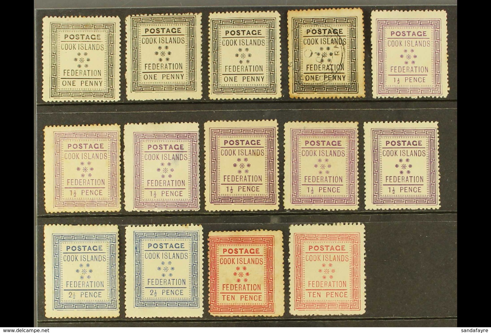 1892 SEVEN STAR PROVISIONAL ISSUE A Range Of Genuine Examples, With 1d Type III Mint (2), Type V Mint And Used, 1½d Type - Cookinseln