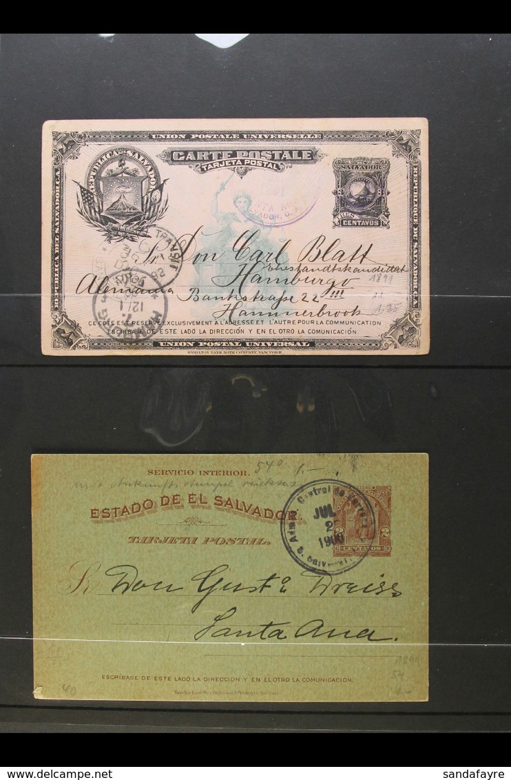 POSTAL STATIONERY 1880s-1920s USED & UNUSED CARD COLLECTION. An Attractive Collection Of Postal Stationery Cards & Reply - El Salvador