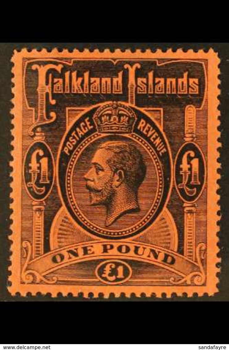 1912-20 £1 Black / Red Top Value, SG 69, Mint Lightly Hinged (so Lightly Hinged It Was Previously Purchased As Never Hin - Falkland Islands