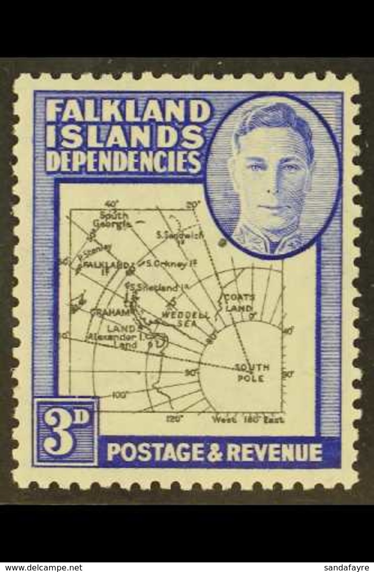 1946-49 3d Thick Map With EXTRA DOT By OVAL Variety, SG G4d, Lightly Hinged Mint. For More Images, Please Visit Http://w - Falklandinseln