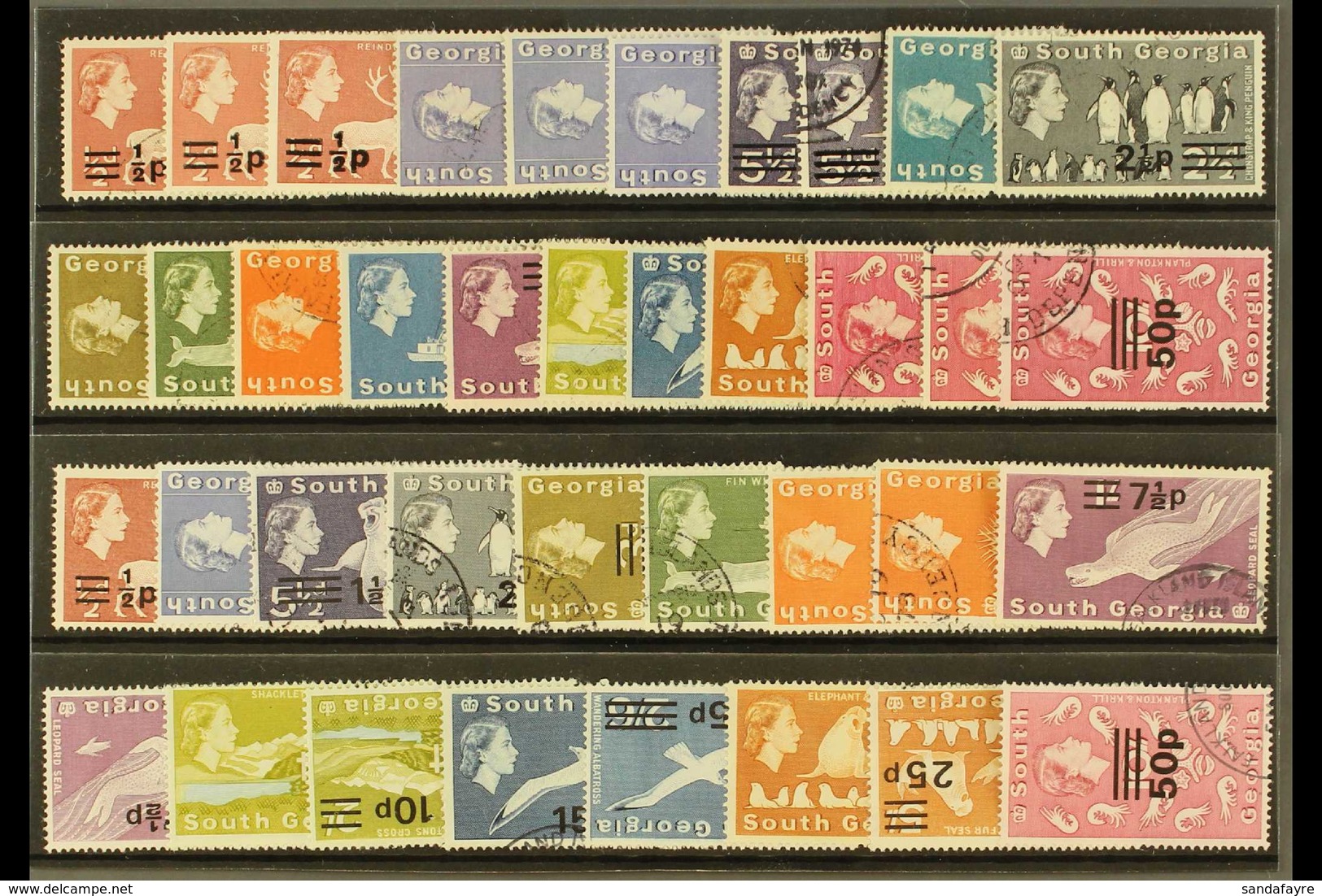 1971-78 EXTENSIVE SURCHARGED COLLECTION An All Different, Fine Used Collection Presented On A Stock Card That Includes T - Falklandinseln