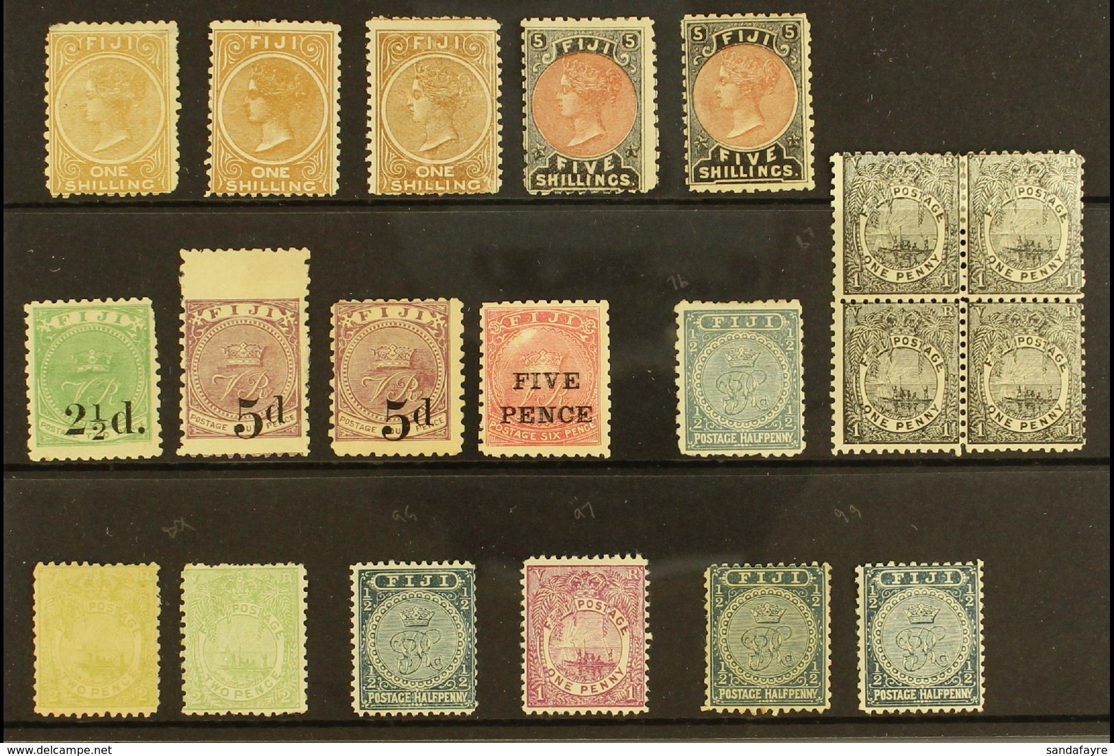 1881-99 FINE MINT SELECTION Presented On A Stock Card. Includes 1881-99 1s Range Of Three Different Perfs, 1882 5s X2, 1 - Fidschi-Inseln (...-1970)