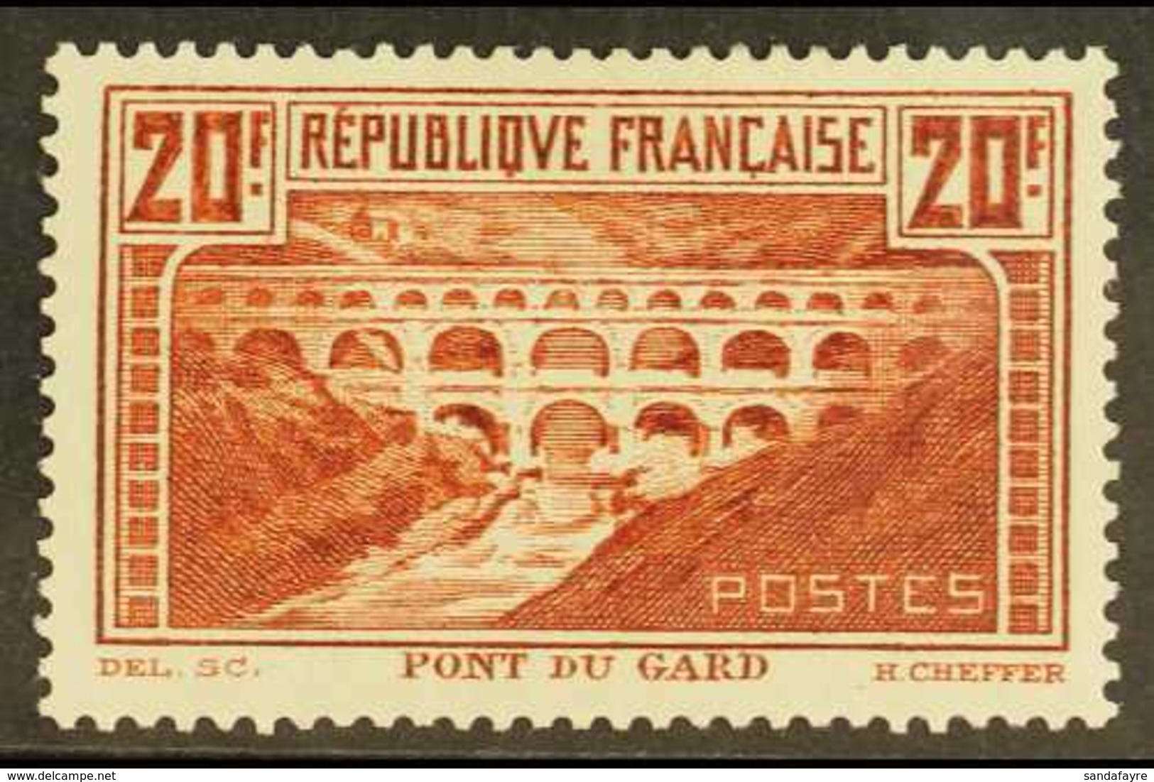 1929-31 20f Chaudron "Pont Du Gard" Type I, Yvert 262A, Very Fine Mint. For More Images, Please Visit Http://www.sandafa - Sonstige & Ohne Zuordnung