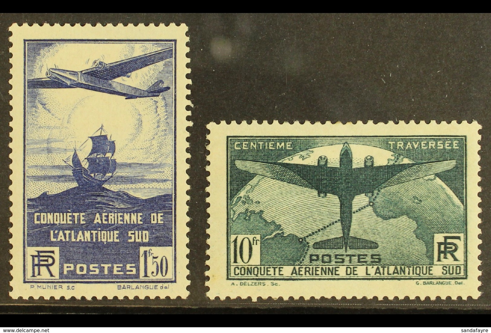 1936 100th Flight Between France And South America Set, Yvert 320/1, SG 553/4, Fine Mint (2). For More Images, Please Vi - Sonstige & Ohne Zuordnung