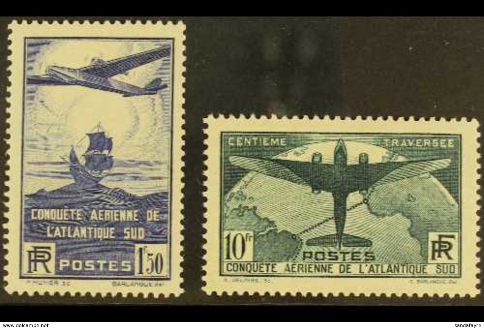 1936 100th South Atlantic Flight Complete Set (SG 553/54, Yvert 320/21), Very Fine Mint, Very Fresh. (2 Stamps) For More - Sonstige & Ohne Zuordnung