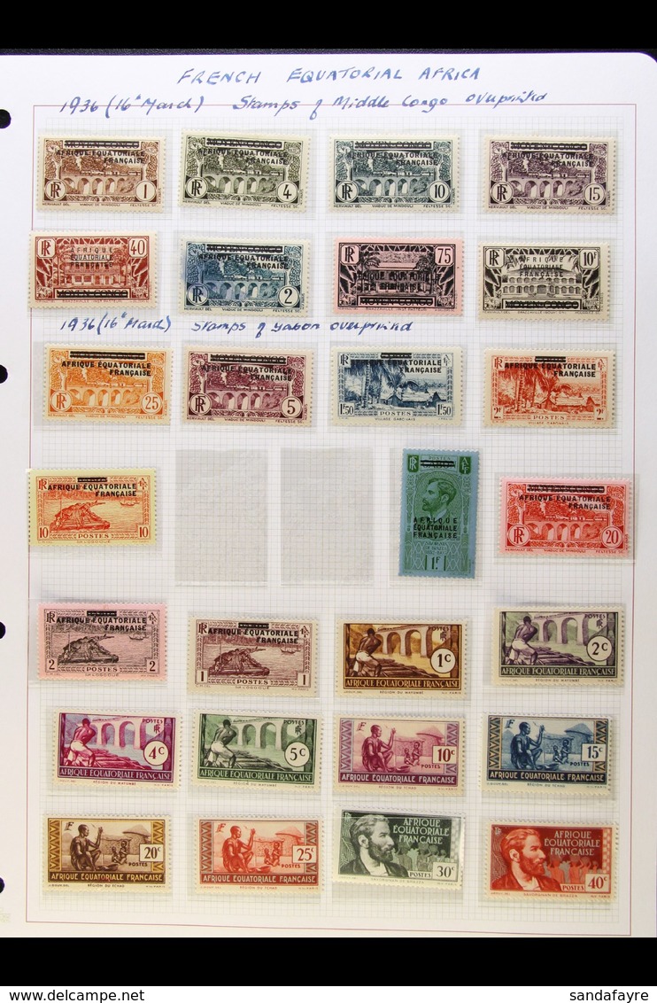 AFRICA EQUATORIAL 1936-1958 FINE MINT COLLECTION In Hingeless Mounts On Leaves, All Different, Inc 1936 Opts On Congo To - Sonstige & Ohne Zuordnung