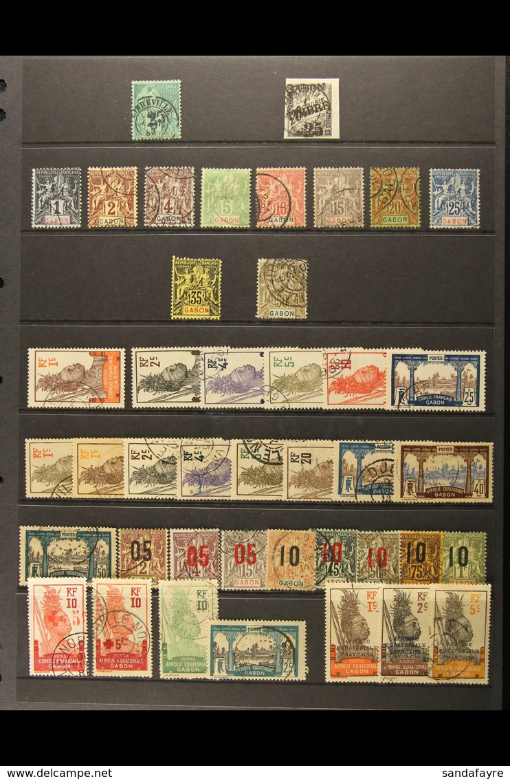 GABON 1888-1985 ALL DIFFERENT USED COLLECTION Presented On Stock Pages. Includes 1888-89 25c On 5c, 1889 25c On 20c Impe - Sonstige & Ohne Zuordnung