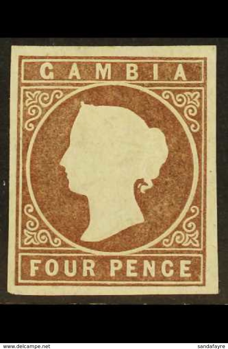 1869 4d Pale Brown No Wmk, SG 2, Mint Lightly Hinged With 4 Margins. Fresh & Attractive. For More Images, Please Visit H - Gambia (...-1964)
