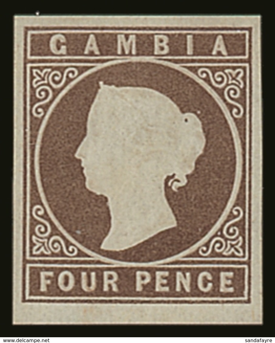 1869-72 4d Pale Brown Imperf, No Wmk, SG 2, Very Fine Unused No Gum With 4 Large Margins & Lovely Original Colour. For M - Gambia (...-1964)