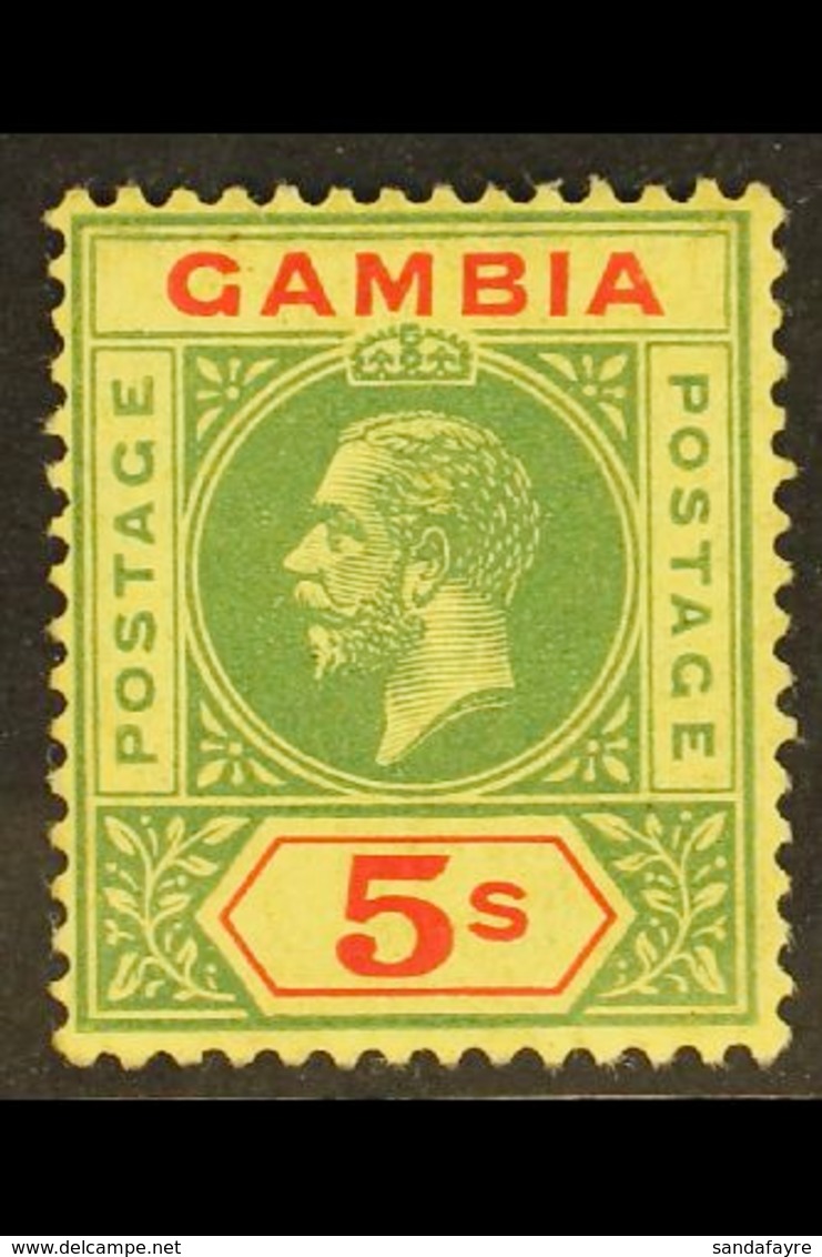 1912-22 5s Green & Red On Pale Yellow, SG 102, Very Fine Mint, Fresh. For More Images, Please Visit Http://www.sandafayr - Gambia (...-1964)