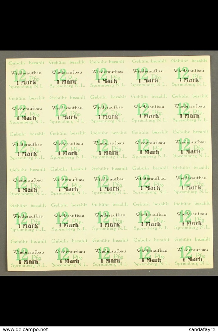 SPREMBERG 1946 (Apr) 12pf+1m Green Overprint Imperf, Michel 22 B, Never Hinged Mint COMPLETE SHEET Of 30 Showing All Pos - Other & Unclassified