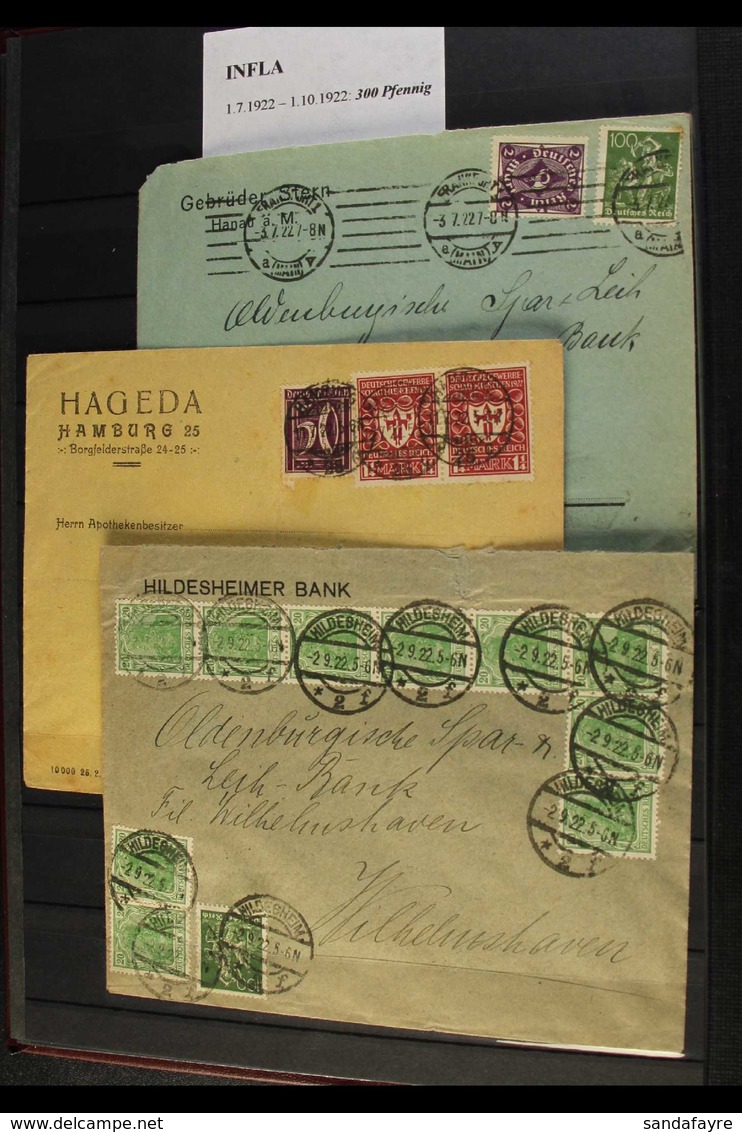 1922-1923 INFLATION PERIOD COVERS COLLECTION. An Interesting Collection Of Covers In A Stockbook, Includes Covers Showin - Sonstige & Ohne Zuordnung