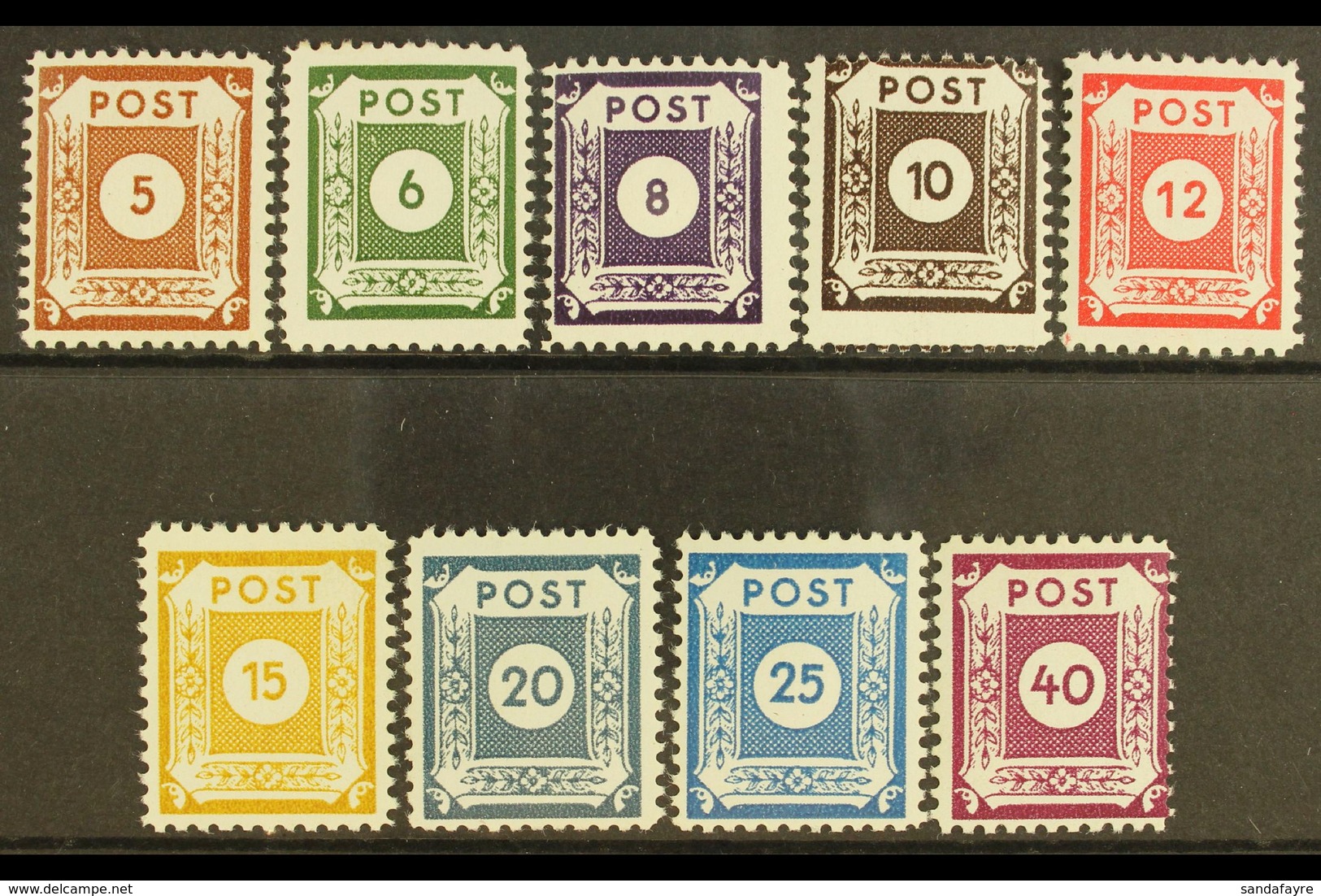 EAST SAXONY  - COSWIG 1945 Numeral Definitive Set, Perf 11, Mi 42DII/50DII, Very Fine NHM. (9 Stamps)  For More Images,  - Sonstige & Ohne Zuordnung