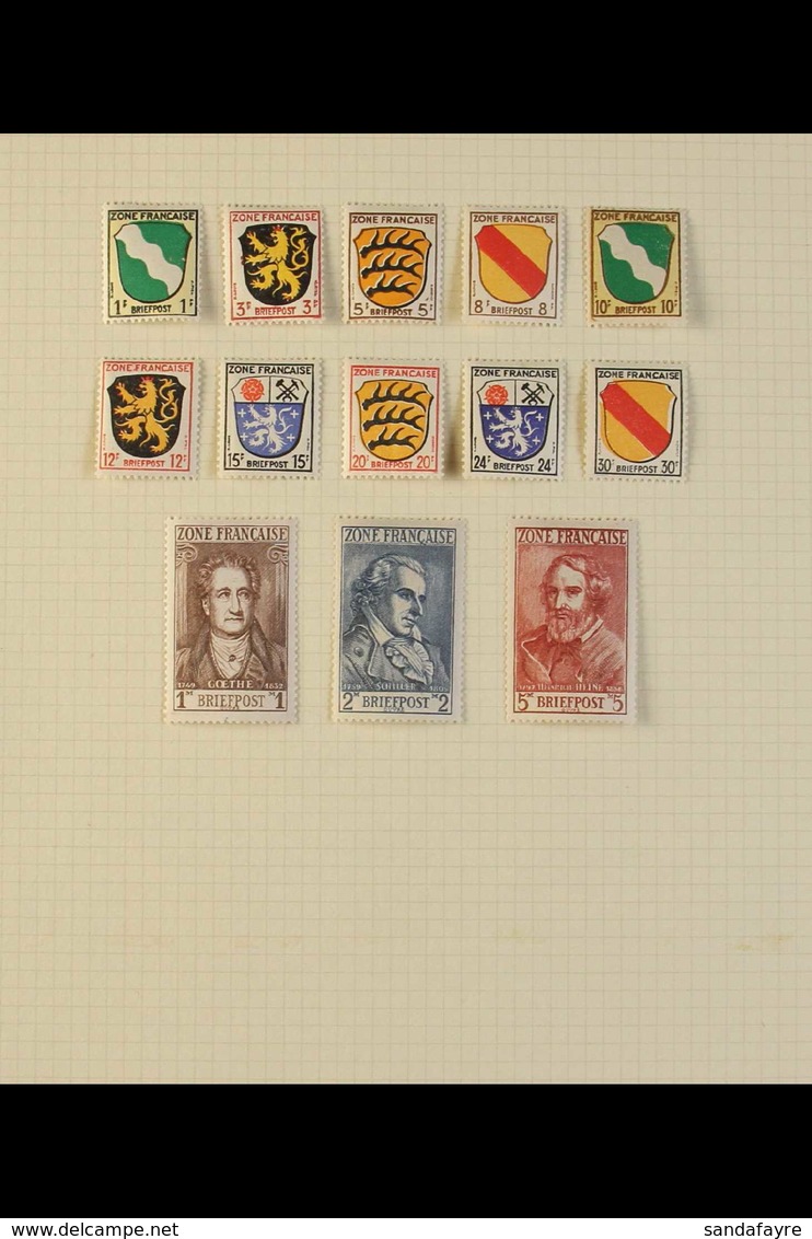FRENCH ZONE 1945-1949 SUPERB MINT COLLECTION On Leaves, All Different, Includes General Issues, BADEN 1948 & 1948-49 Set - Altri & Non Classificati