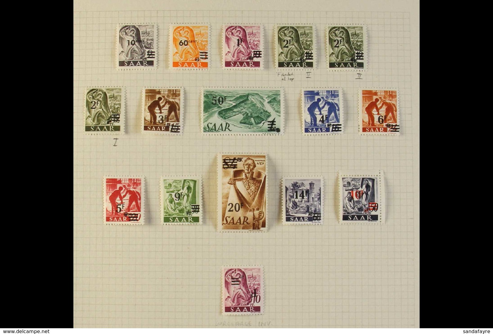 1947-1956 SUPERB MINT COLLECTION On Leaves, All Different, Includes 1947 1f On 10f Surcharge Inverted, 1948 Set Incl Air - Sonstige & Ohne Zuordnung