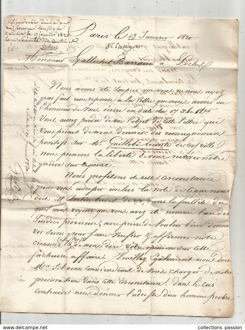 Lettre , 1820 , P Dans Triangle , 3 Scans - 1801-1848: Précurseurs XIX