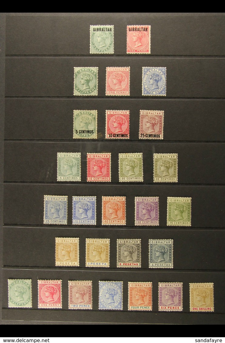 1886-98 QV MINT COLLECTION On A Stock Page. Includes 1886 (Bermuda Overprinted) ½d & 1d, 1886-87 ½d, 1d & 2½d, 1889 Surc - Gibraltar