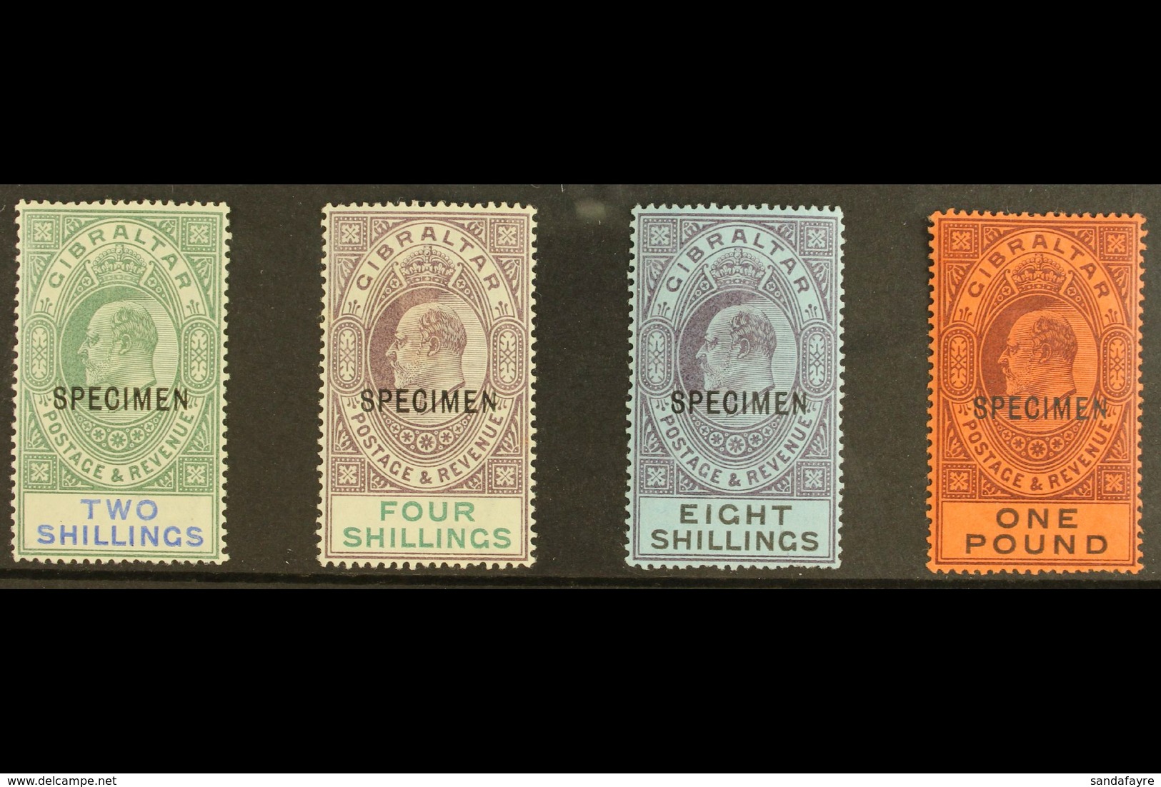 1903 "SPECIMEN" Opt'd High Values, 2s To £1, SG 52s/56s, Fine Mint (4 Stamps) For More Images, Please Visit Http://www.s - Gibraltar