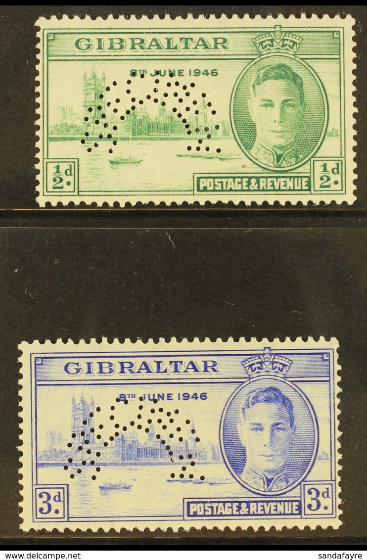 1946 Victory Set, Perf. "SPECIMEN", SG 132/133s, Superb Never Hinged Mint. (2) For More Images, Please Visit Http://www. - Gibraltar