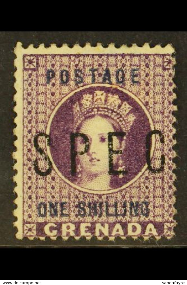 1875 1s Deep Mauve Surcharge With "SPEC(IMEN)" Overprint, SG 13s, Fine Unused No Gum, Fresh & Rare, Only Two Sheets (240 - Grenada (...-1974)