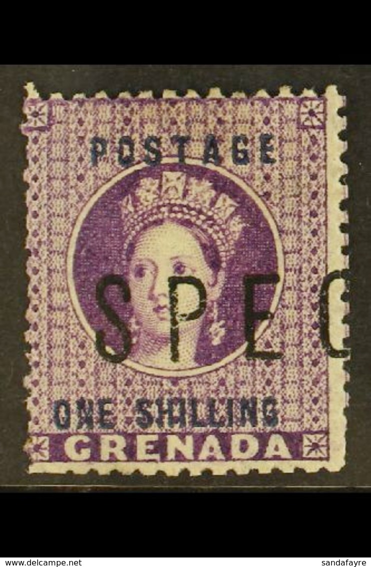 1875 1s Deep Mauve, SG 13, "Spec" ½ Of A Pair Overprinted "Specimen", All Pairs Were Split Before Distribution. For More - Grenada (...-1974)