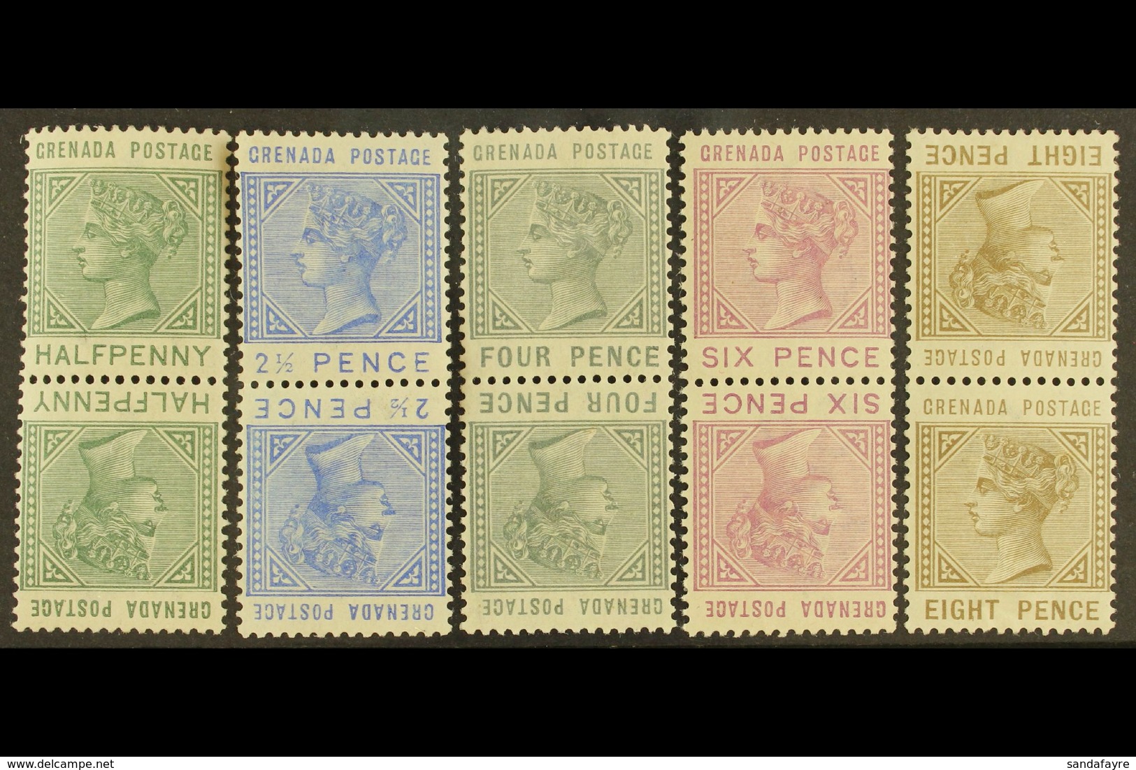 1883 ½d, 2½d, 4d, 6d, And 8d Tete-beche Vertical Pairs, SG 30a Plus 32a/35a, Mint, The 2½d And 6d Never Hinged Mint. (5  - Grenada (...-1974)