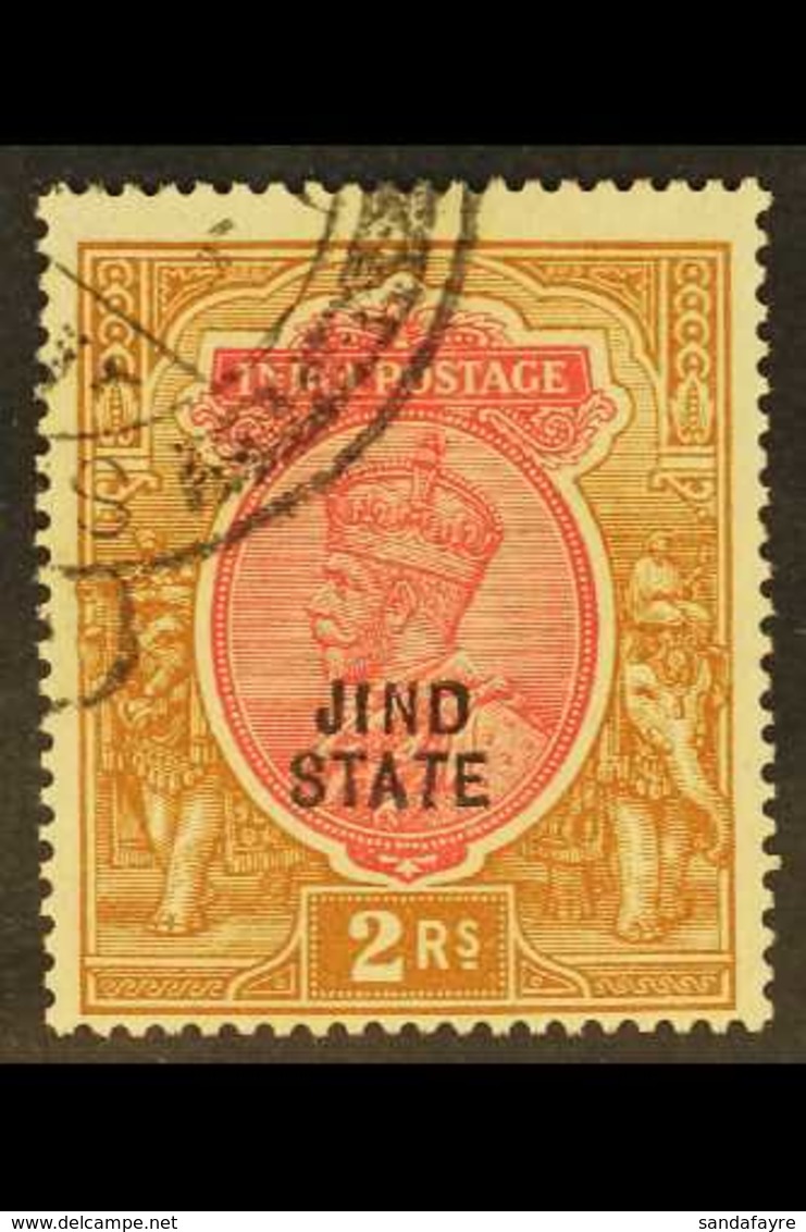 JIND 1914-27 2r Carmine & Yellow-brown, SG 77, Very Fine Used. For More Images, Please Visit Http://www.sandafayre.com/i - Other & Unclassified