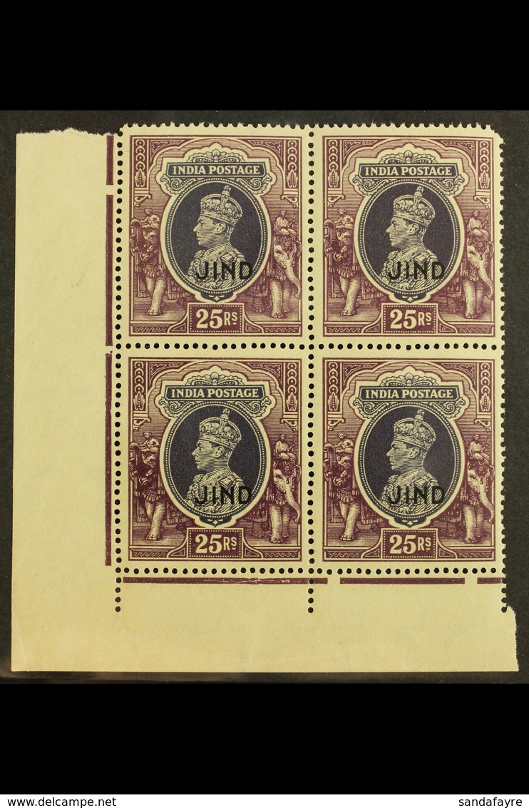 JIND 1941-43 25r Slate-violet & Purple, SG 136, Never Hinged Mint Corner Block Of 4, Usual Light Tone For More Images, P - Other & Unclassified